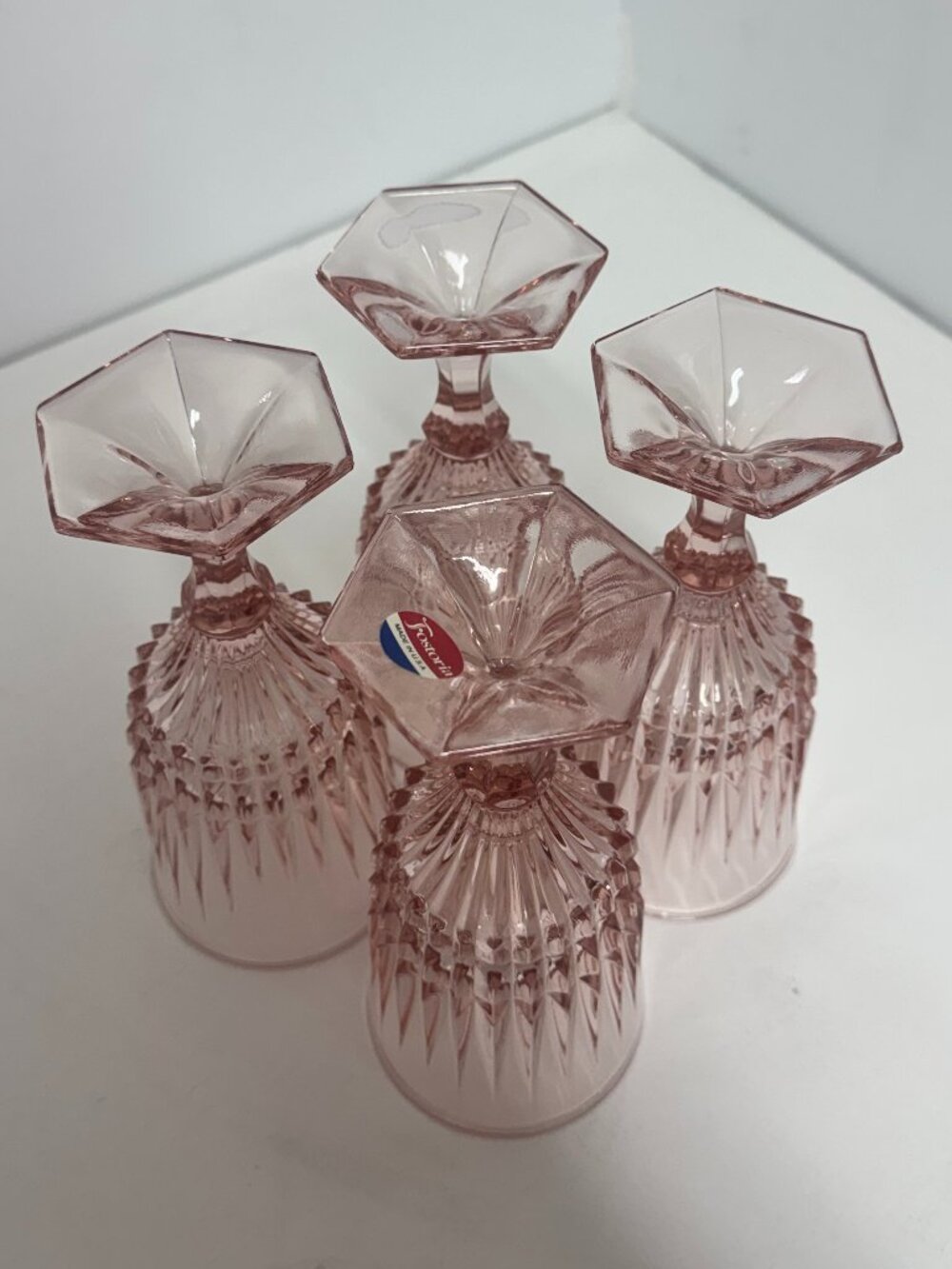 Fostoria Heritage Pink Water Goblets Set of 4 Made in USA - Picture 3 of 5